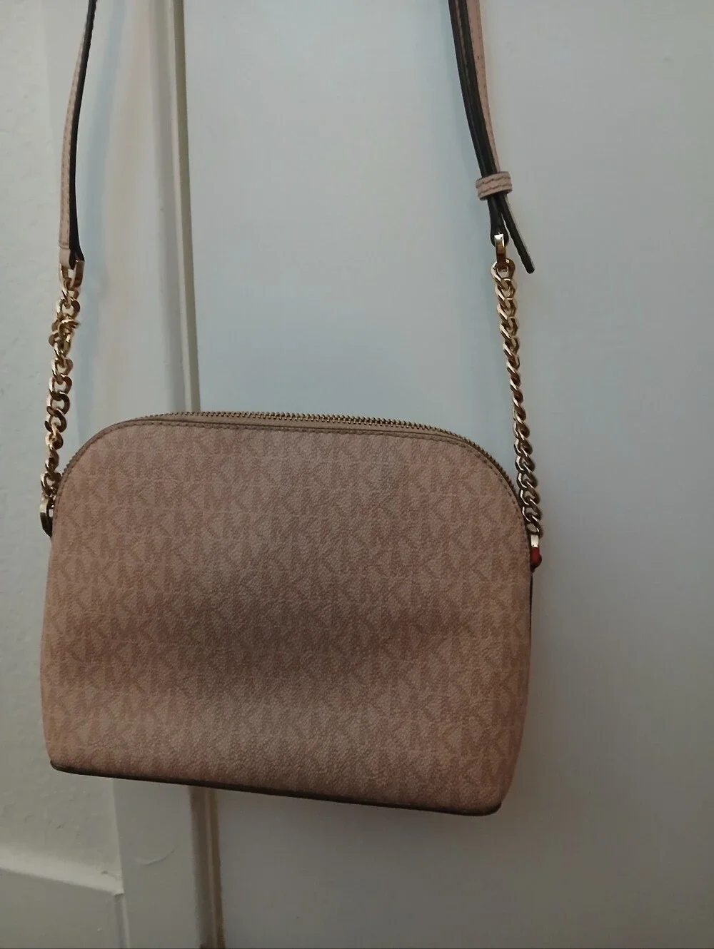 Michael Kors Blush Logo Crossbody with Gold Chain